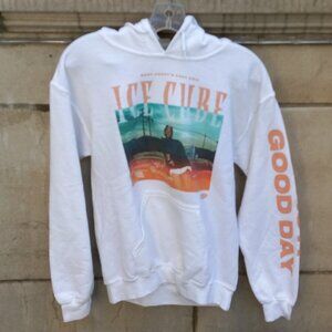 Ice Cube Hoodie "It was a Good Day" Graphic Vintage White Gildan (Sm/P)
